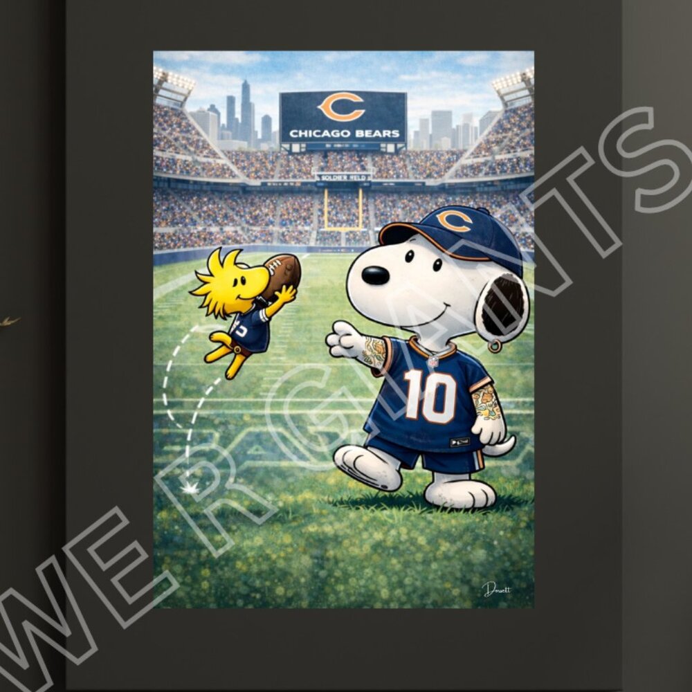 Snoopy Chicago Bears Football Art Print 11x17 Peanuts NFL Fan Wall Dec